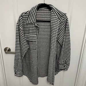 Houndstooth black and white oversized shacket